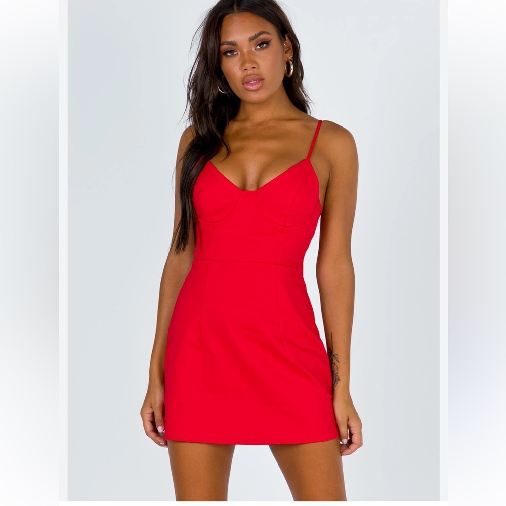Princess Polly Women’s Novella Red Midi Dress- size 6